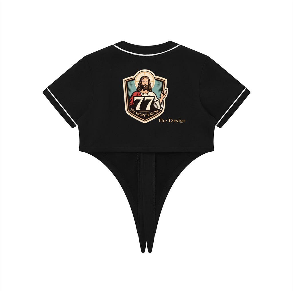 Women's Piping Baseball Jersey, Jesus is the victor