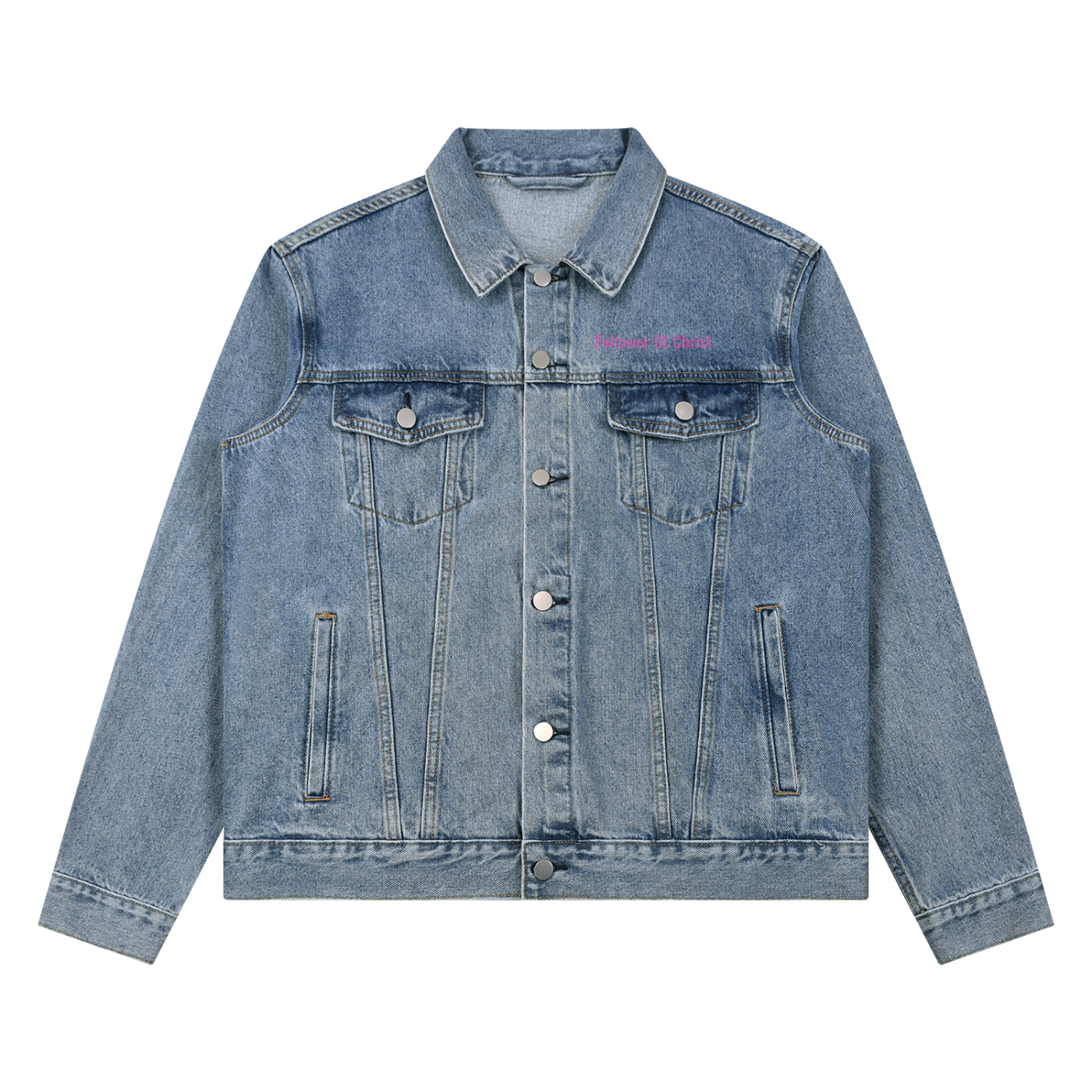 Unisex Vintage Wash Denim Jacket Half Hood Half Holy